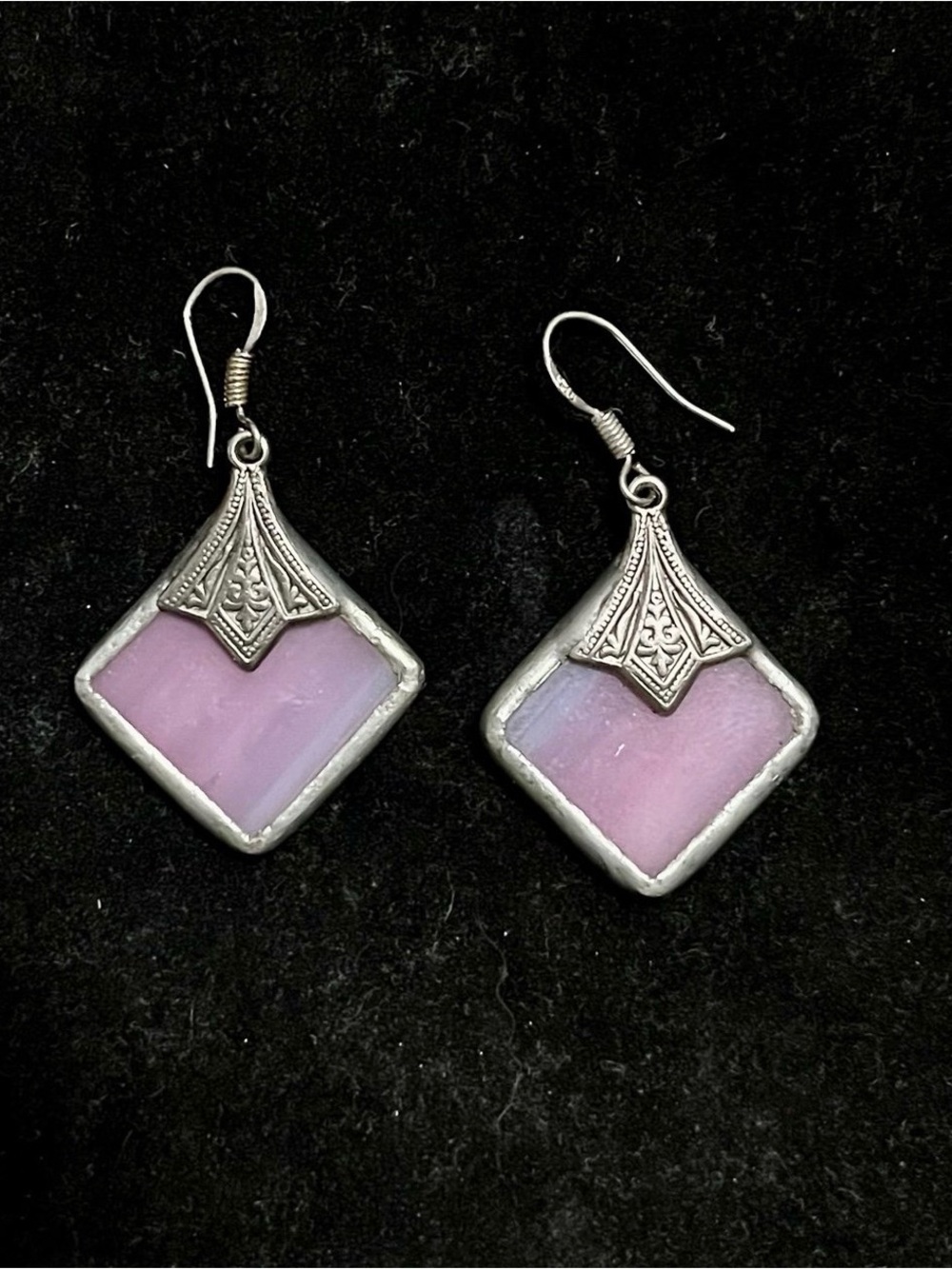 Antique Sterling Silver Diamond Drop Earrings